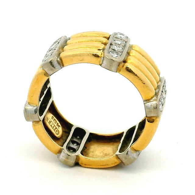 1960s Trio Diamond Band in 18k Yellow & White Gold, Size 7 For Sale - Image 4 of 6