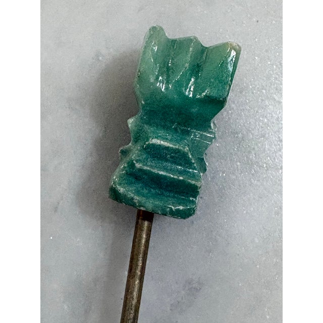 Maison Jansen Vintage Hand Made Jade & Silver Cocktail Picks - Set of 12 for Charcuterie, Palm Beach Regency, Tiki Bar, Luau & Exotic Entertaining For Sale - Image 4 of 7