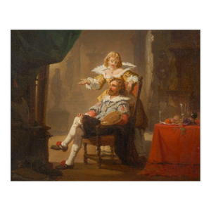 Antique Oil Painting of “Artist and His Muse” (1856) by Hendrik Frans Schaefels