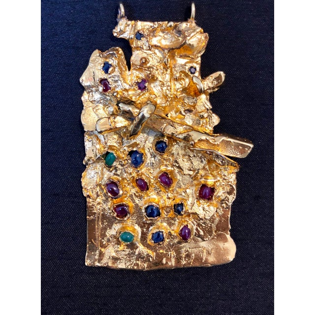 Igael Tumarkin, Gold Gilt Bronze Sculpture Pendant Israeli Tumarkin Abstract Modernist Jewelry, c.1960s-1970s For Sale