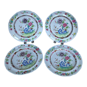 Set of 4 Early 19th Century Floral China Plates by Spode “Willis” Pattern