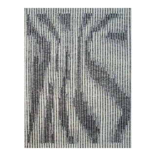 10x14 Gray Hand-Knotted Wool Vertical Shifting Sands Abstract Modern Carpet Rug For Sale