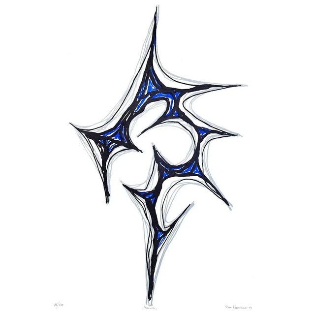 Trama In Blù is an original artwork realized by Nino Franchina in 1973. Colored lithograph on paper. Edited by La Nuova...