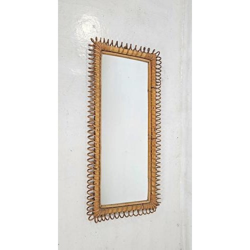 Franco Albini Mid-Century Rectangular Rattan Mirror by Franco Albini, Italy, 1960s For Sale - Image 4 of 9
