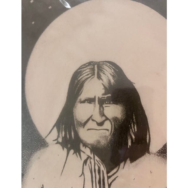 Vintage Original Signed "Geronimo" Graphite Drawing by Arnold Wichita For Sale - Image 12 of 14