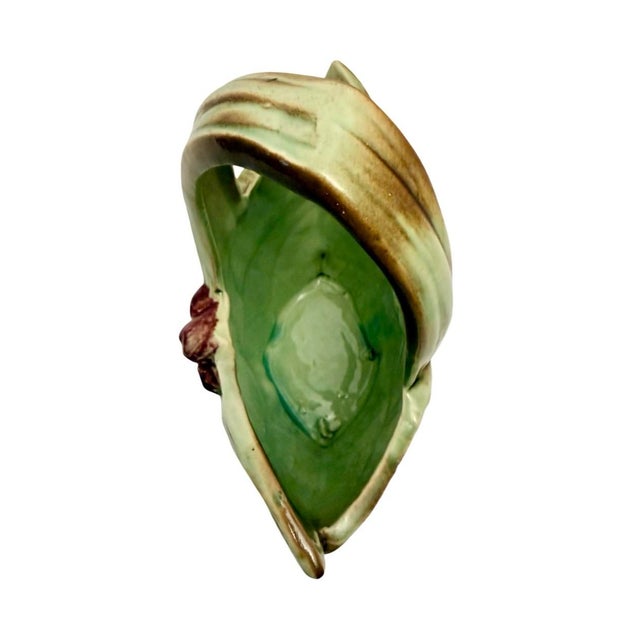 Ceramic Vintage McCoy Pottery Leaves & Berries Art Pottery Basket Planter/Vase. For Sale - Image 7 of 8