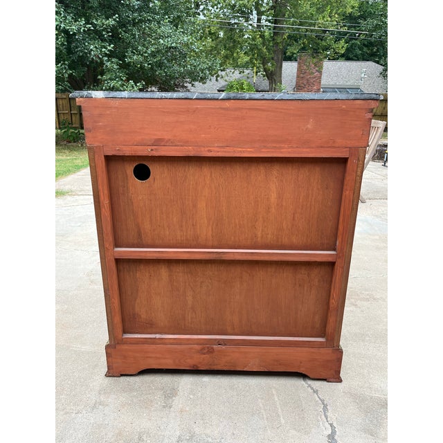 Brown Louis XV Marquetry Dry Bar Cabinet or Commode- Black Marble Top For Sale - Image 8 of 12