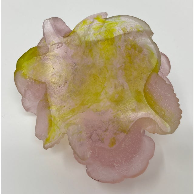 Rose Daum Candleholder, Collectible Decorative Object, Glass, 1990, France For Sale - Image 8 of 14