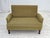 1950s, Danish 2-seater sofa. Green furniture wool fabric, brass springs in the seat, oak wood. Sofa was reupholstered by...