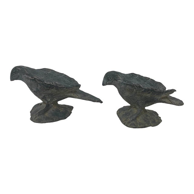 Vintage Hand Forged Cast Iron Decorative Garden Birds - a Pair For Sale