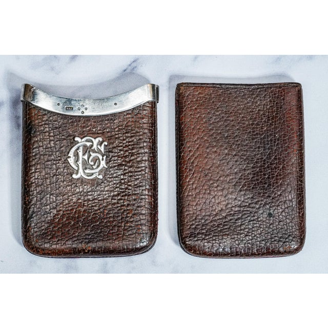 Victorian Antique Leather Sterling Silver Cigar Case Holder Tobacciana For Sale - Image 10 of 11