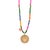 Early 21st Century Spiritual Symbol Gold Pendant Colorful Beaded Necklace For Sale - Image 5 of 8