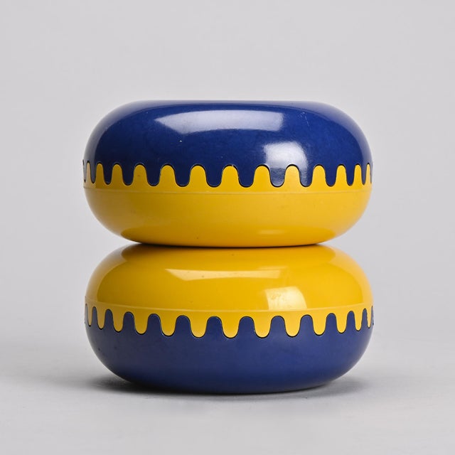 Pair of Clam Boxes designed by Alan Fletcher in the late 1960s, produced by Mebel in Italy. Each consists of two identical...