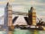 1970's Vintage London Tower Bridge Oil on Canvas Painting, Signed For Sale - Image 9 of 12