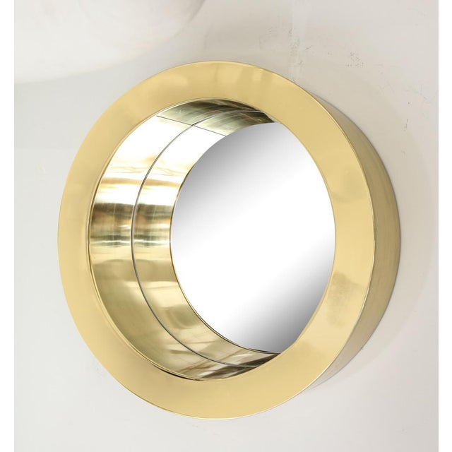 Brass Modernist Circular Mirror For Sale - Image 4 of 7