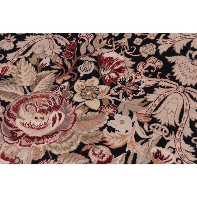 Shabby Chic Elegant Shabby Chic 1990's Pak-Persian Black/Beige Wool Rug - 9'0'' X 13'0'' For Sale - Image 3 of 9