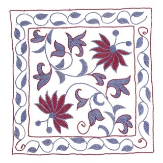 19"x19" Embroidered 100% Cotton Cushion. New Pillow Cover. Handmade Toss Pillow For Sale