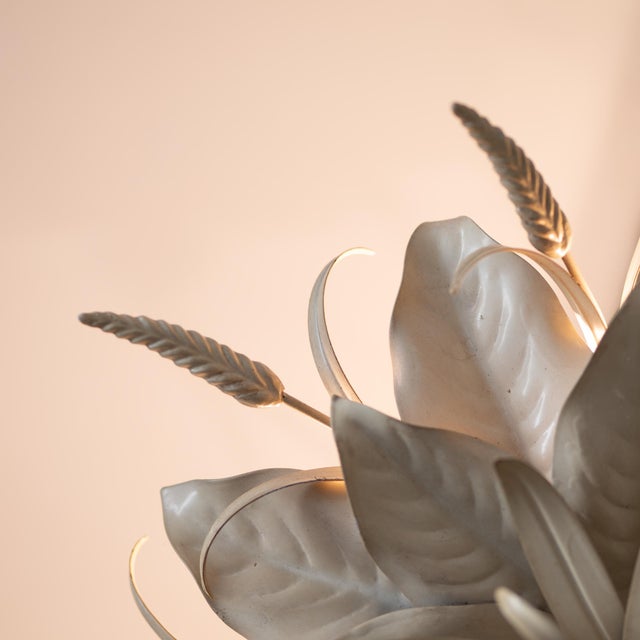 Ivory Vintage Italian Floral Ceiling Lamp, 1970s For Sale - Image 8 of 13