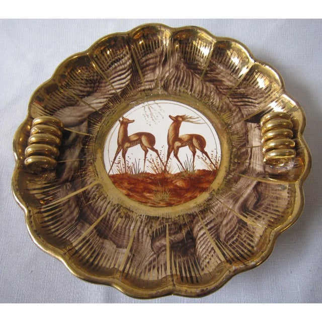 Chestnut Art Deco Ceramic Bowl Deer For Sale - Image 8 of 8