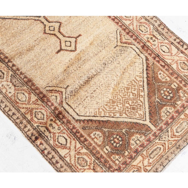 Persian Camel Antique Persian Sarab Handmade Wool Runner For Sale - Image 3 of 7