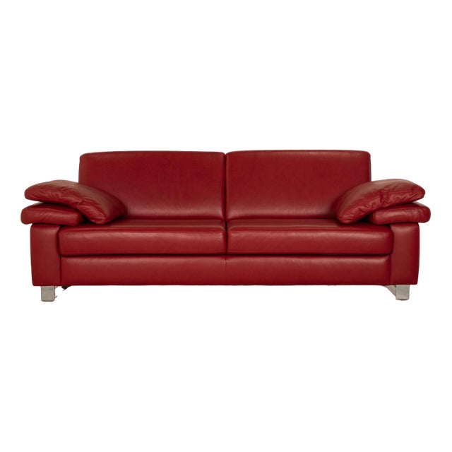Leather Three-Seater Red Sofa from Willi Schillig For Sale