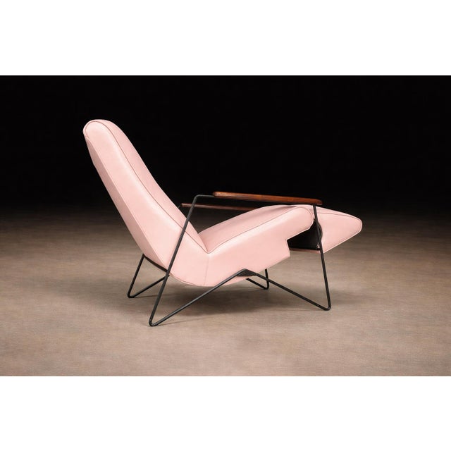 Brazilian Modern Reclining Chair in Metal, Hardwood & Leather, Ernesto Hauner, 1960s For Sale - Image 4 of 15