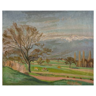 Armand Cacheux, Campagne et vaches dans le champ, Oil on Canvas For Sale