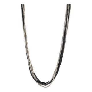 Unisex David Yurman 900 Silver 32” Opera Diamond Multistrand Box Chain Necklace For Sale
