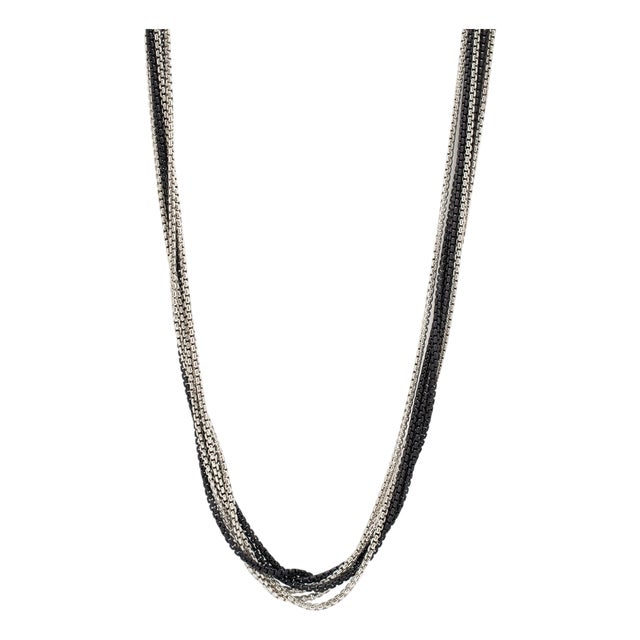 Unisex David Yurman 900 Silver 32” Opera Diamond Multistrand Box Chain Necklace For Sale