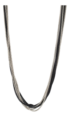Unisex David Yurman 900 Silver 32” Opera Diamond Multistrand Box Chain Necklace