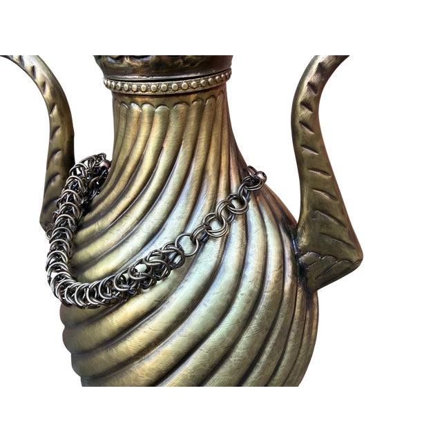 Heavy Gauge Fluted Brass Pitcher For Sale - Image 12 of 16