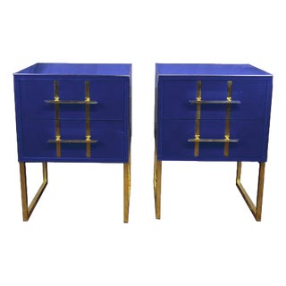 Blue Glass Bedside Tables by Justfurnituress, Set of 2 For Sale