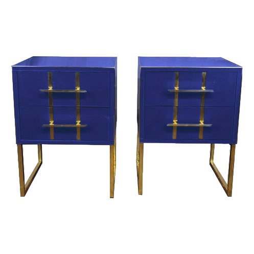 Blue Glass Bedside Tables by Justfurnituress, Set of 2 For Sale