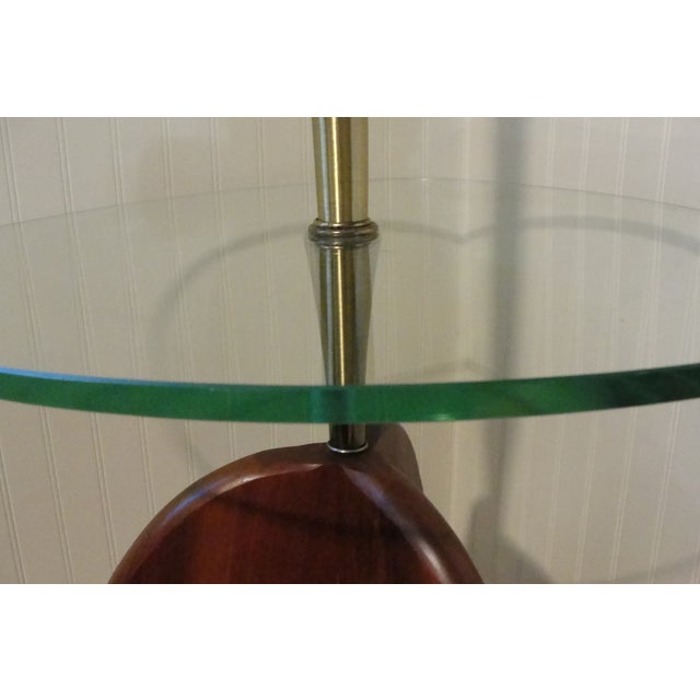 Mid-Century Modern Modeline Style Walnut and Glass End Table Lamp For Sale - Image 10 of 13