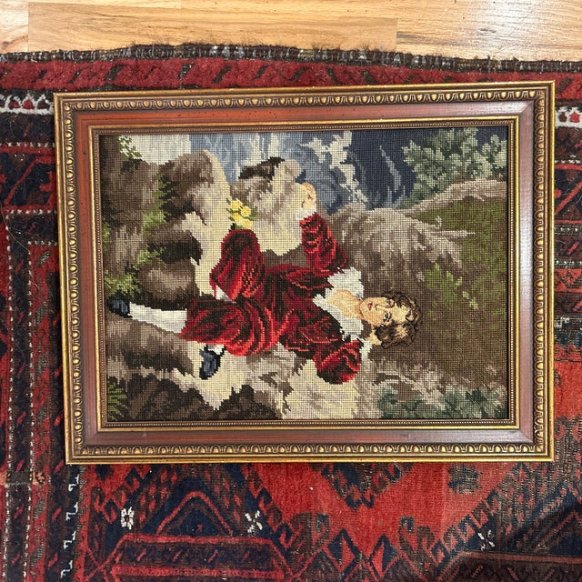 Brick Red Vintage Needlepoint of Sir Thomas Lawrence Painting, the Red Boy For Sale - Image 8 of 8