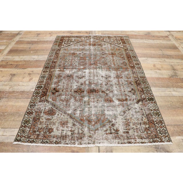 Textile Early 20th Century Antique Persian Hamadan Rug, 03'09 X 05'10 For Sale - Image 7 of 9