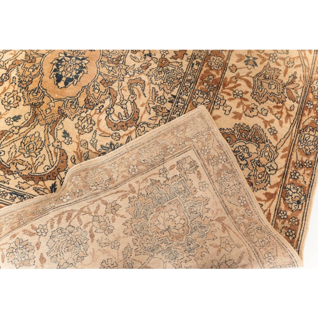 Beige Fine Antique Persian Kirman Beige, Blue, Brown Handmade Wool Rug For Sale - Image 8 of 8