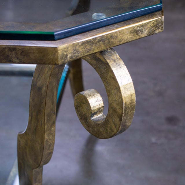 Late 20th Century Hollywood Regency to Neoclassical Style Monumental Coffee Table Gilded Welded Steel Tube Frame For Sale - Image 12 of 18