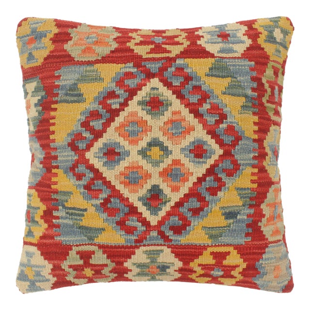 Shabby Chic Turkish Rees Hand Woven Kilim Pillow For Sale