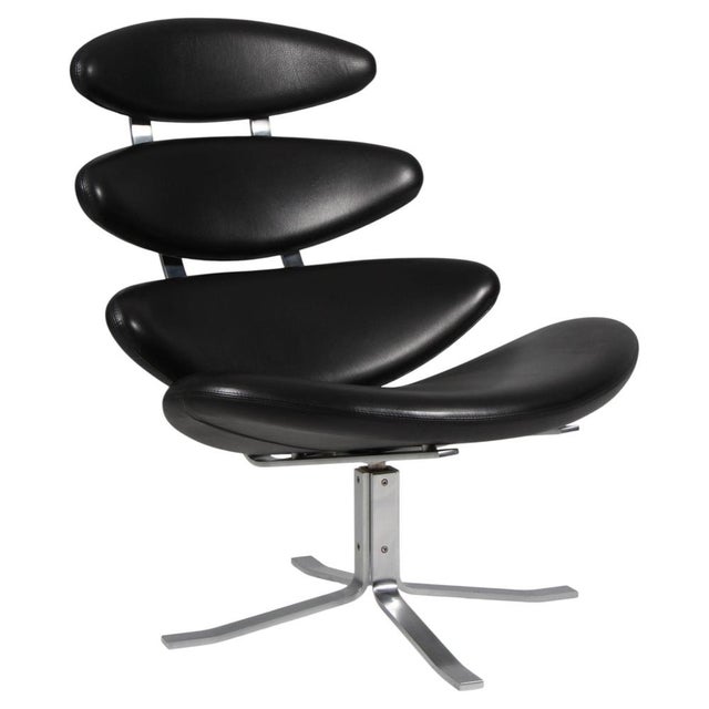 Black Corona Lounge Chair attributed to Poul M. Volther For Sale - Image 8 of 8