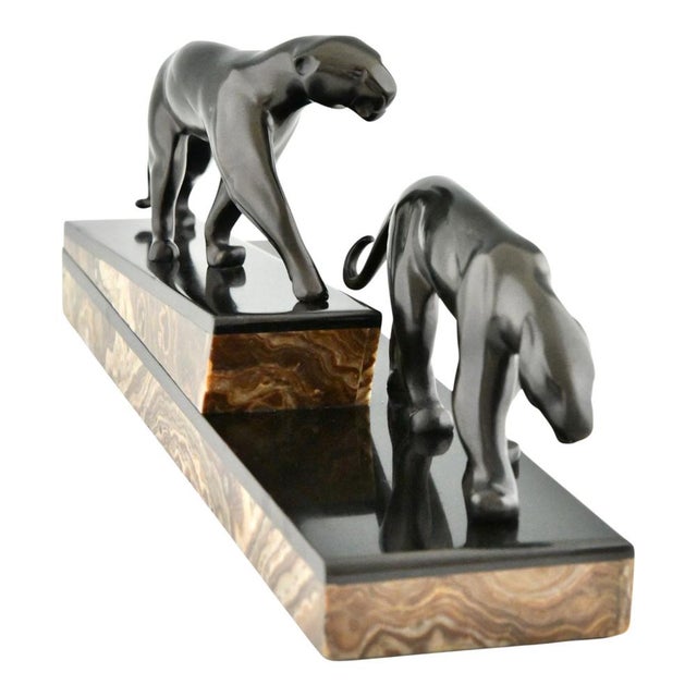 Black Michel Decoux, Art Deco Panther Sculpture, 1920s, Bronze on Marble Base For Sale - Image 8 of 13