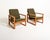 Model 2254, in oak and woven rattan, with original removable cushion covers in olive green wool. Børge Mogensen for...