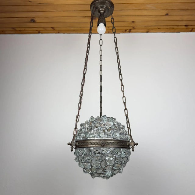 Antique Art Nouveau Style Chandelier with Chains, Austria, 1890s For Sale - Image 6 of 18