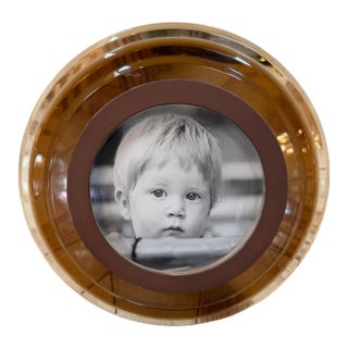 Italian Modernist Round Lucite Picture Frame, 1970s For Sale