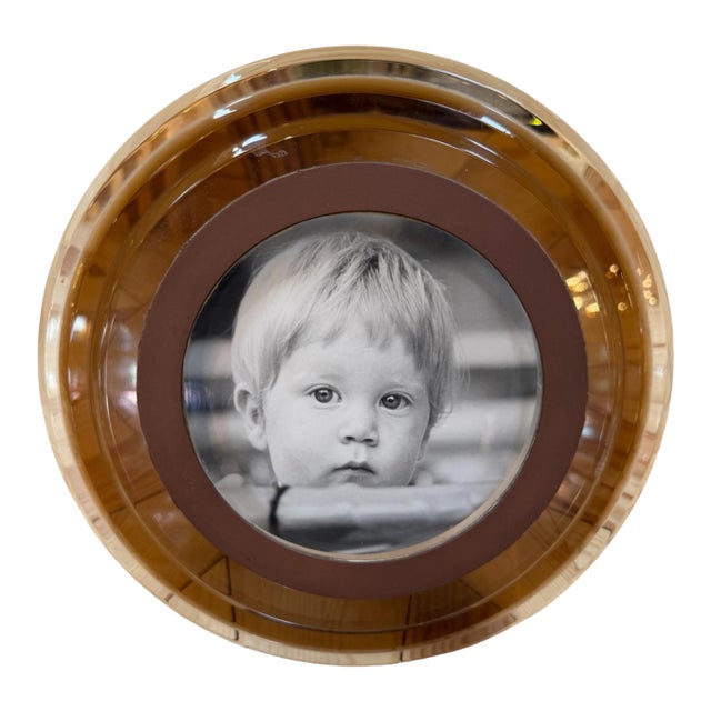 Italian Modernist Round Lucite Picture Frame, 1970s For Sale