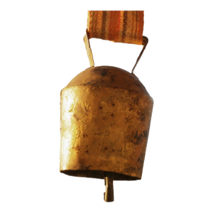 1950s Swedish Cow Bell, Brass Plated Iron With Beatiful Golden Patina