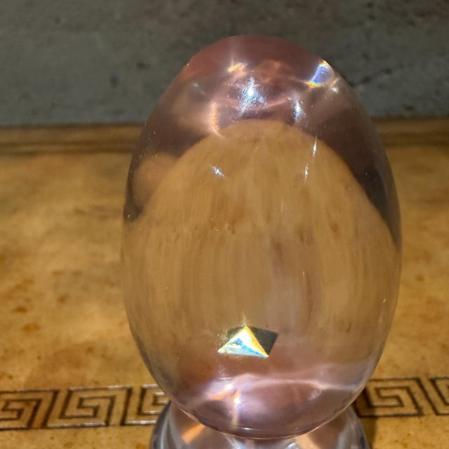 Mid-Century Modern Vintage Sculpture of a Lucite in the Shape of an Egg Golden Pyramid Vasa Era For Sale - Image 3 of 15