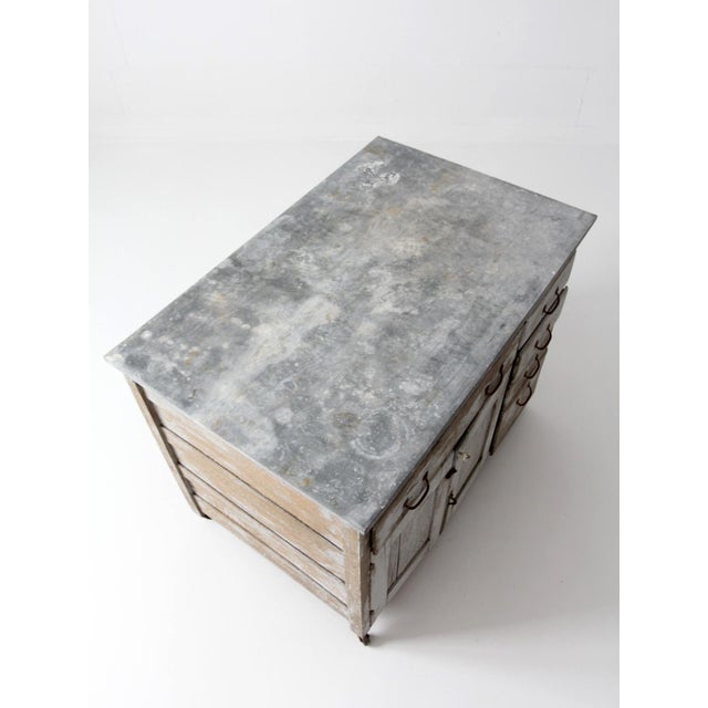 Antique Farmhouse Kitchen Work Table With Galvanized Top For Sale - Image 18 of 18