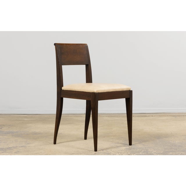 1930s French Art Deco Mahogany Side Chair W/ Cream Leather For Sale In New York - Image 6 of 18