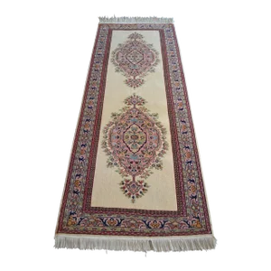 1970s Vintage Hand-Knotted Turkish Rug Runner 3′ × 8′1″